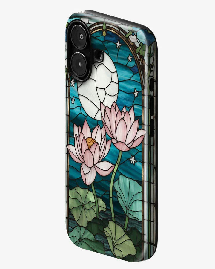 Moonlit Lotus Glossy Armour Shell Phone Cover