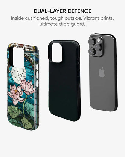 Moonlit Lotus Glossy Armour Shell Phone Cover