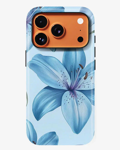 Blue Lily Glossy Armour Shell Phone Cover