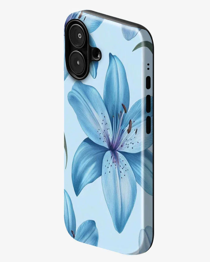 Blue Lily Glossy Armour Shell Phone Cover