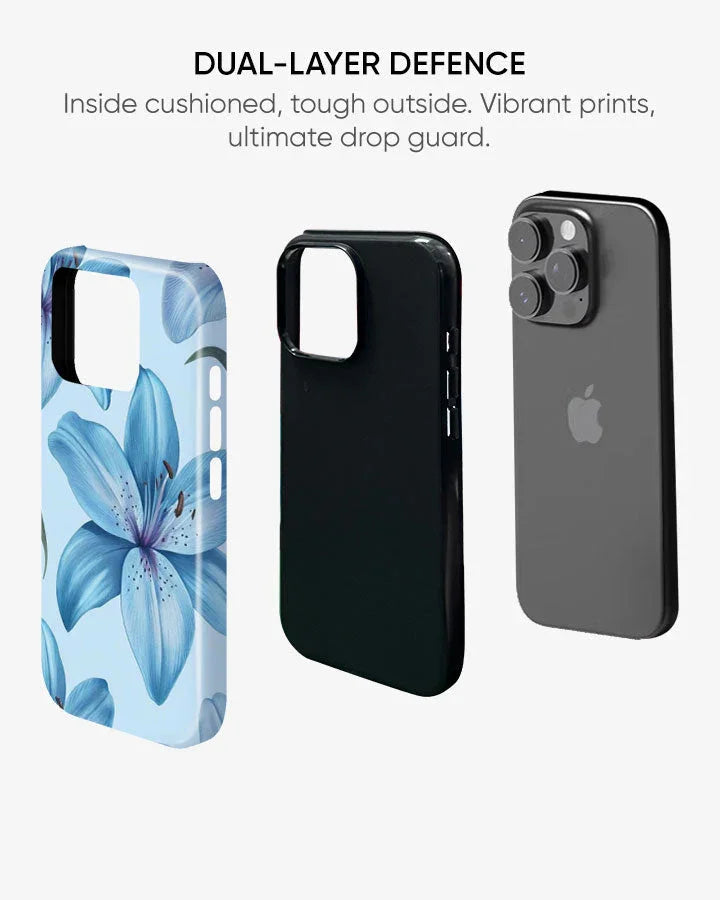 Blue Lily Glossy Armour Shell Phone Cover