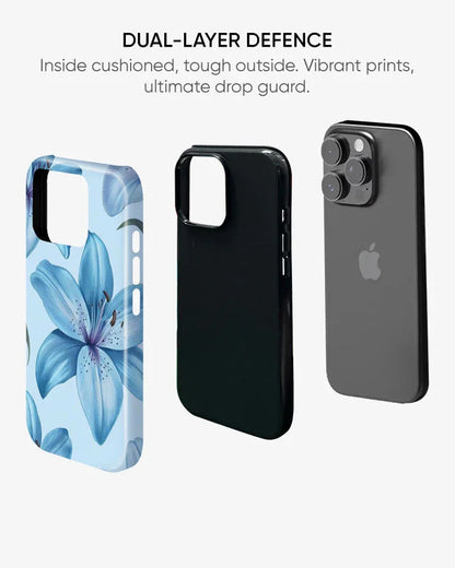 Blue Lily Glossy Armour Shell Phone Cover