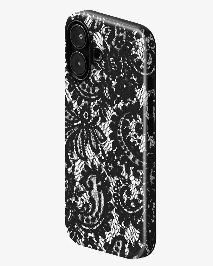 Black Lace Glossy Armour Shell Phone Cover