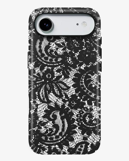 Black Lace Glossy Armour Shell Phone Cover