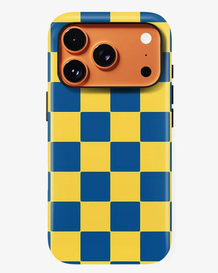 Cobalt Grid Glossy Armour Shell Phone Cover