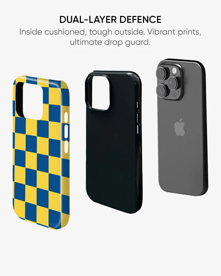 Cobalt Grid Glossy Armour Shell Phone Cover