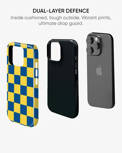 Cobalt Grid Glossy Armour Shell Phone Cover