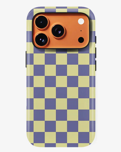 Lavender Check Glossy Armour Shell Phone Cover
