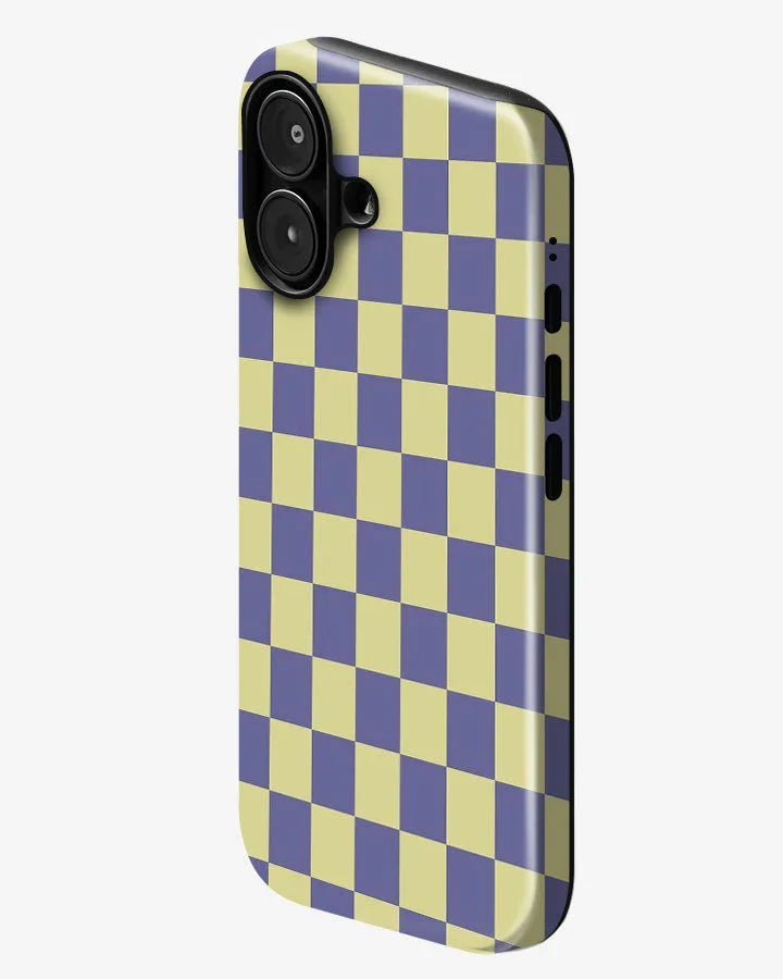 Lavender Check Glossy Armour Shell Phone Cover