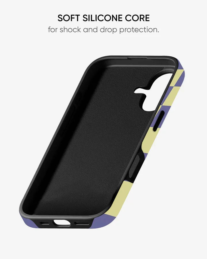 Lavender Check Glossy Armour Shell Phone Cover