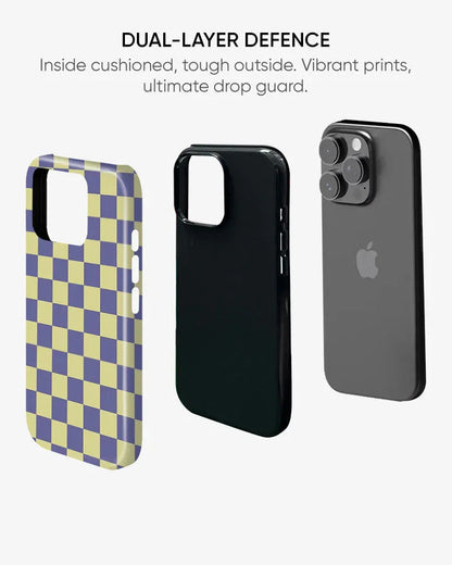 Lavender Check Glossy Armour Shell Phone Cover
