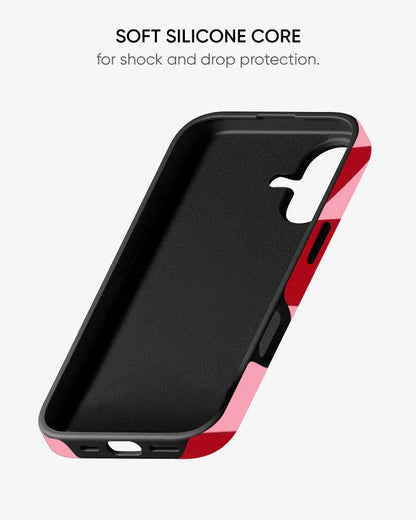 Crimson Checkwave Glossy Armour Shell Phone Cover