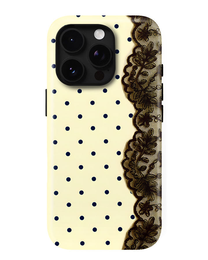 Polka Lace Glossy Armour Shell Phone Cover