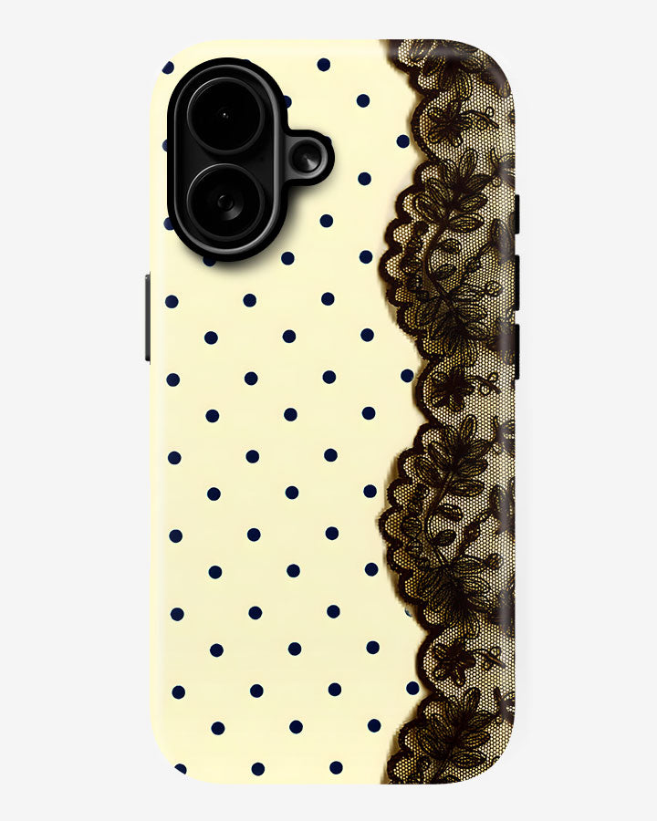 Polka Lace Glossy Armour Shell Phone Cover