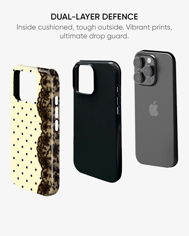 Polka Lace Glossy Armour Shell Phone Cover