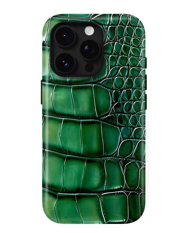 Emerald Croc Glossy Armour Shell Phone Cover