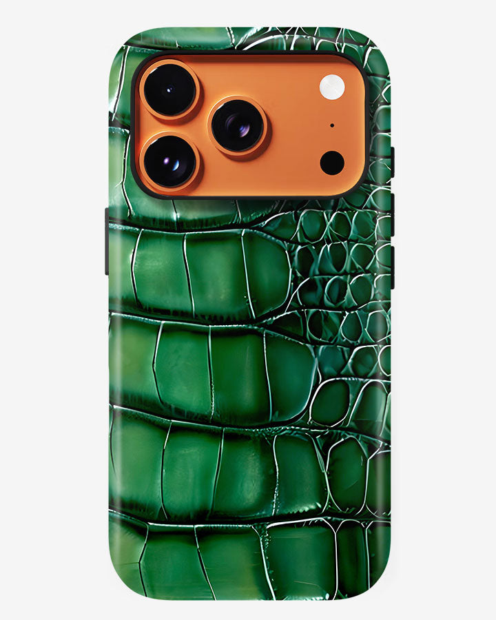 Emerald Croc Glossy Armour Shell Phone Cover