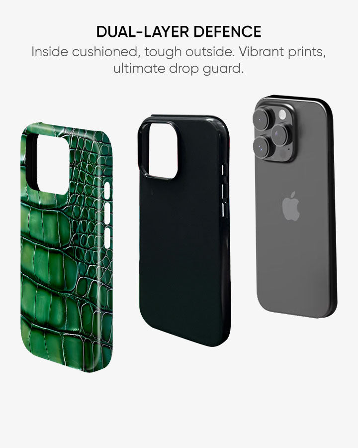 Emerald Croc Glossy Armour Shell Phone Cover
