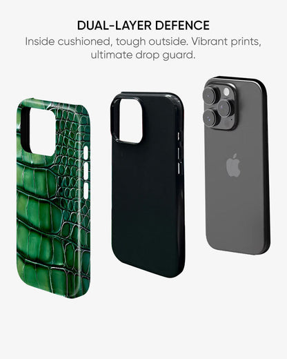 Emerald Croc Glossy Armour Shell Phone Cover