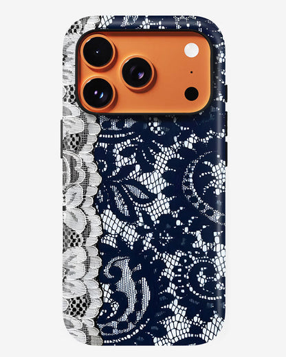 Navy Lace Glossy Armour Shell Phone Cover
