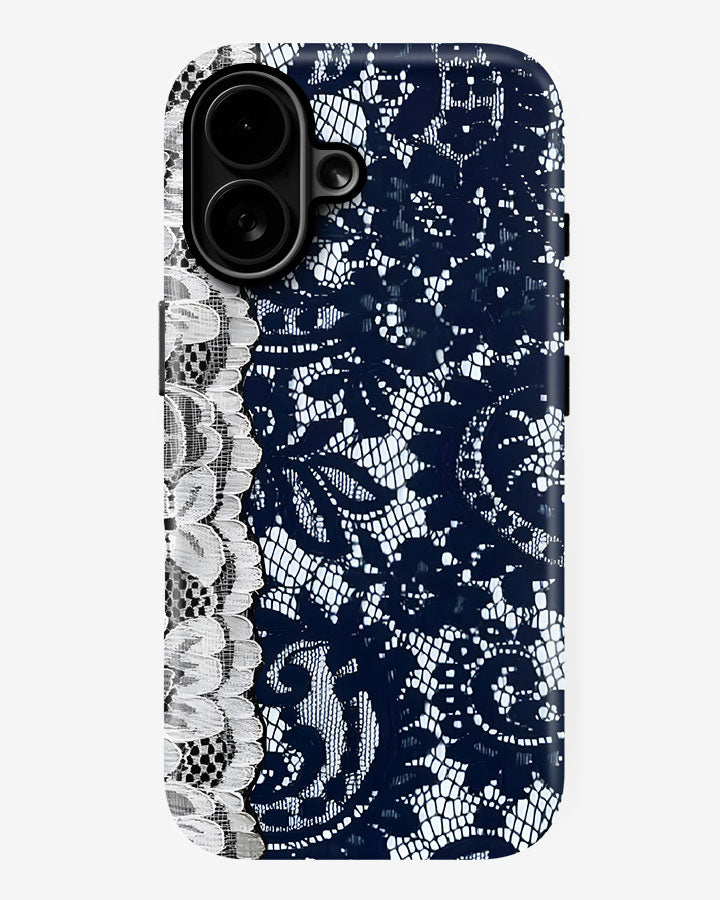 Navy Lace Glossy Armour Shell Phone Cover
