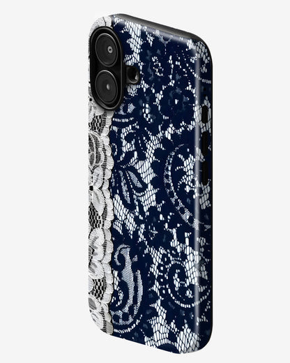 Navy Lace Glossy Armour Shell Phone Cover