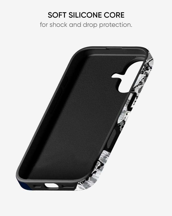 Navy Lace Glossy Armour Shell Phone Cover