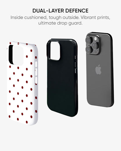 Red Cherry Dots Glossy Armour Shell Phone Cover