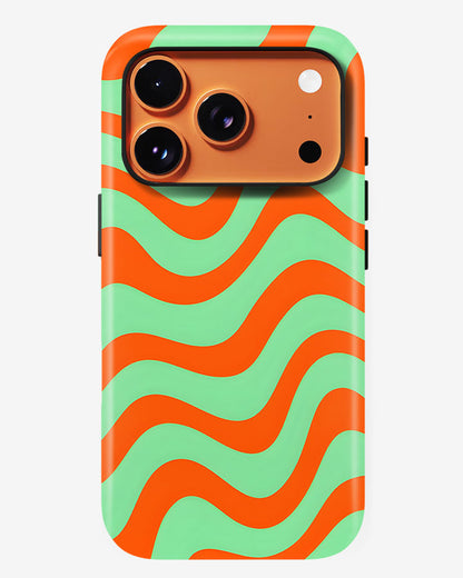 Minty Tangerine Waves Glossy Armour Shell Phone Cover