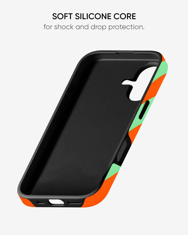 Minty Tangerine Waves Glossy Armour Shell Phone Cover