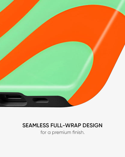 Minty Tangerine Waves Glossy Armour Shell Phone Cover