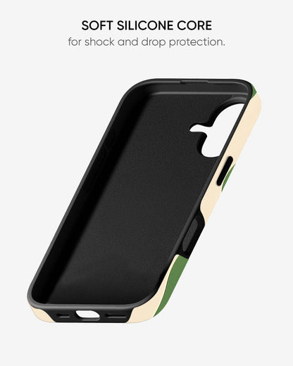 Green Wavy Stripe Glossy Armour Shell Phone Cover