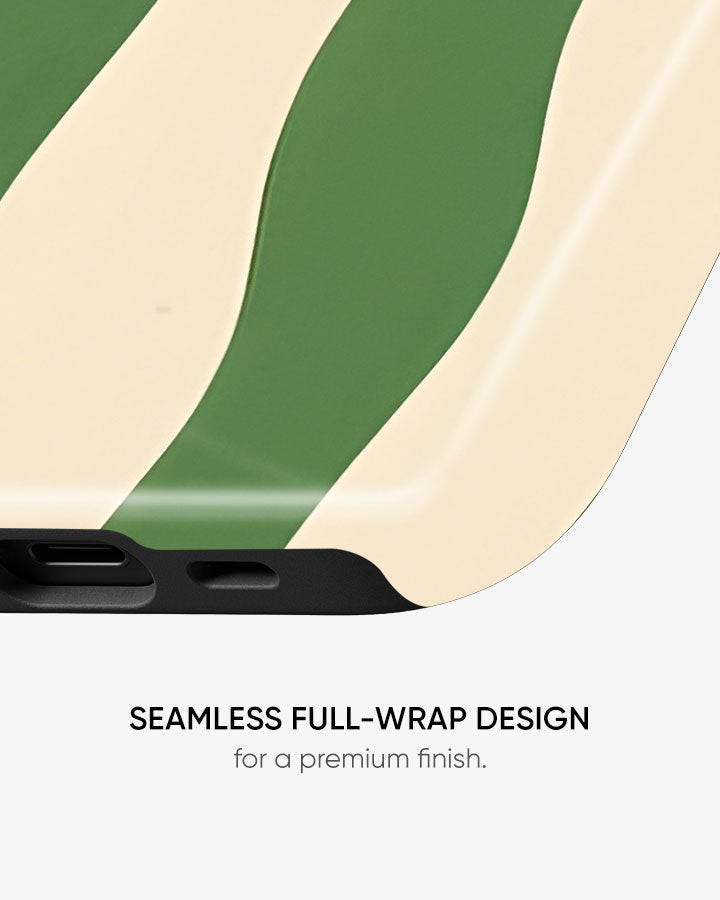 Green Wavy Stripe Glossy Armour Shell Phone Cover