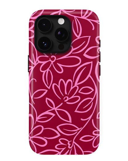 Magenta Botanica Glossy Armour Shell Phone Cover