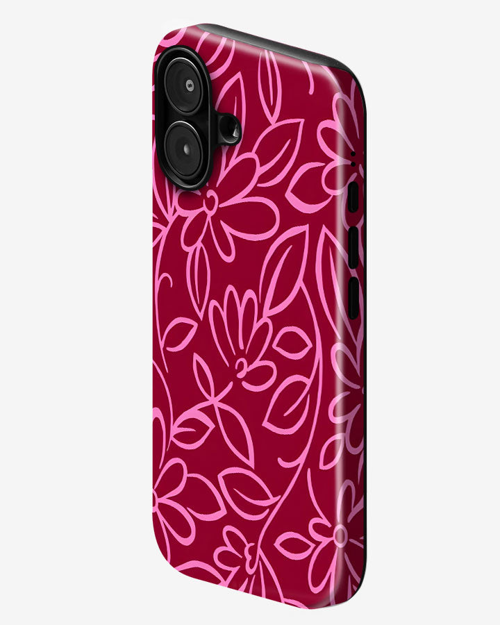 Magenta Botanica Glossy Armour Shell Phone Cover