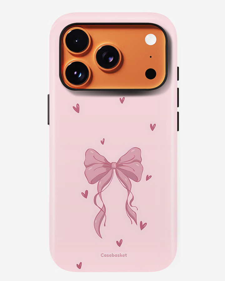 Adorable Bow Hearts Glossy Armour Shell Phone Cover