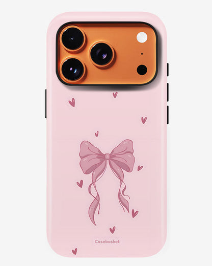 Adorable Bow Hearts Glossy Armour Shell Phone Cover