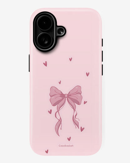 Adorable Bow Hearts Glossy Armour Shell Phone Cover