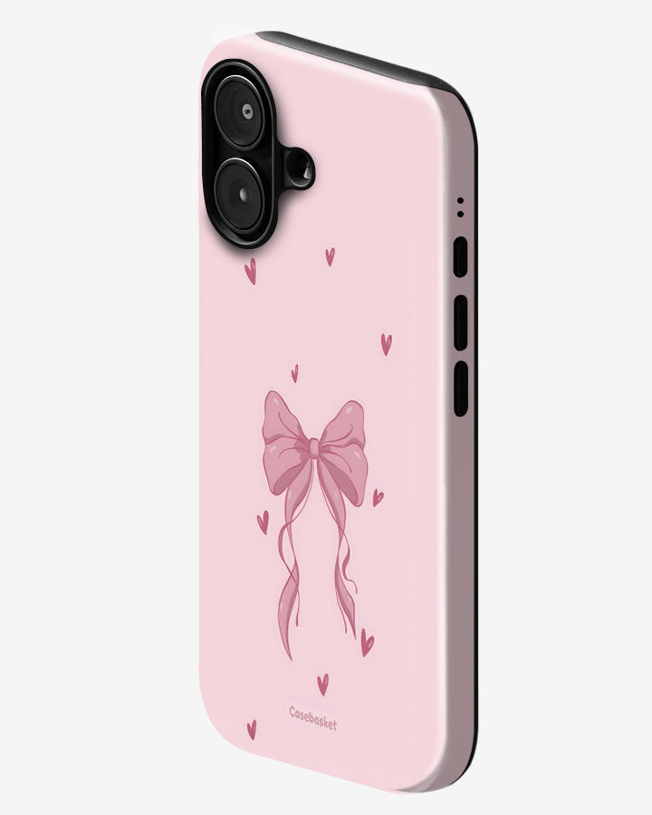 Adorable Bow Hearts Glossy Armour Shell Phone Cover