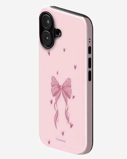 Adorable Bow Hearts Glossy Armour Shell Phone Cover