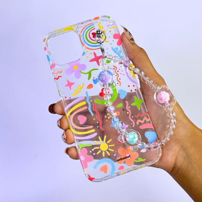 Groovy Color-Pop Doodles Transparent Fall Chain Phone Cover