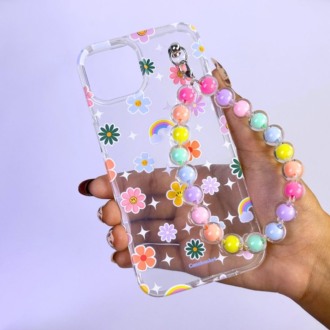 Happy Daisy Rainbow Transparent Fall Chain Phone Cover