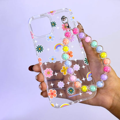Happy Daisy Rainbow Transparent Fall Chain Phone Cover