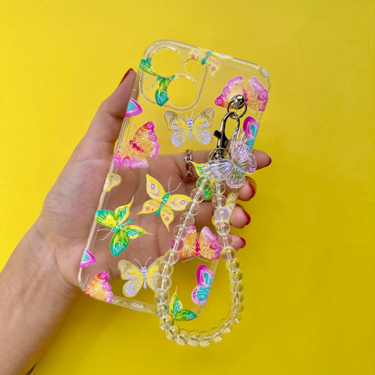 Flutterize Transparent Pearlfly Fall Chain Phone Cover