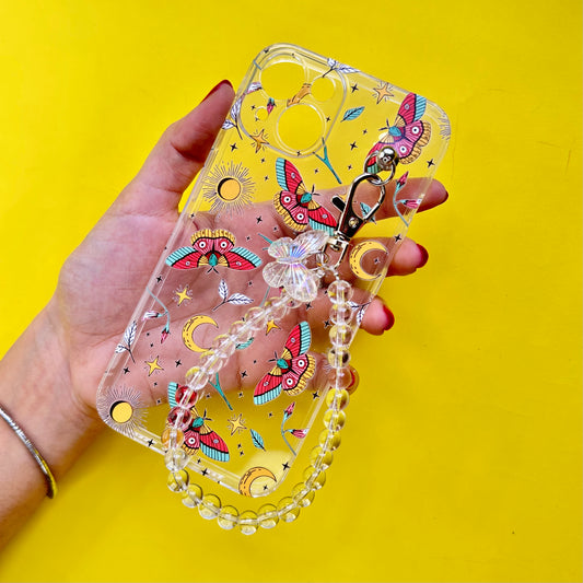 Butterflick Transparent Pearlfly Fall Chain Phone Cover