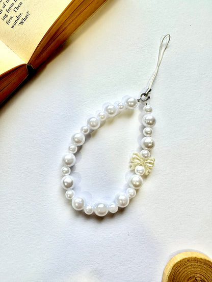 Pearl Wristlet Phone Chain Charm