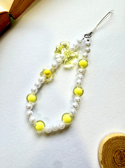 Lemon Pearl Bow Phone Chain Charm