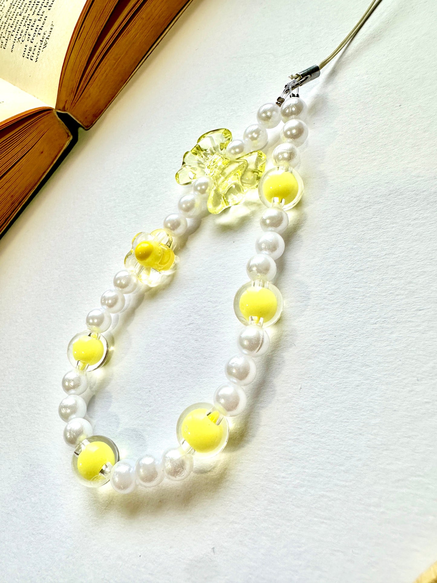 Lemon Pearl Bow Phone Chain Charm