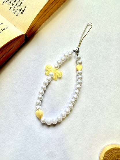 Buttercup Pearl Bow Phone Chain Charm