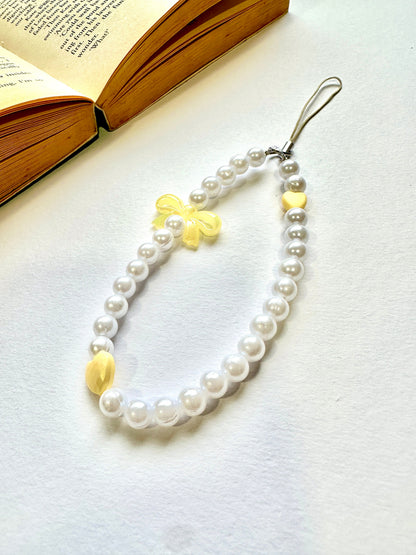Buttercup Pearl Bow Phone Chain Charm